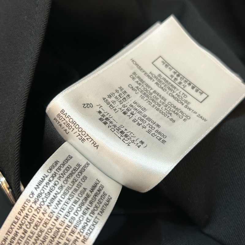 BURBERRY英國格紋翻領黑色風衣UK2-17