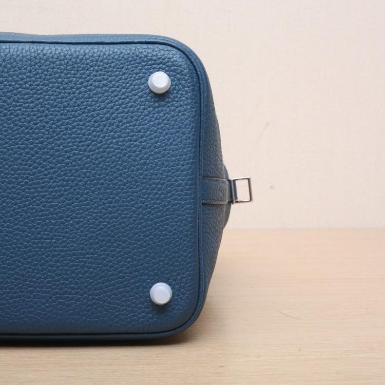 Picotin 22 菜籃子 S7加利西亞藍 TC皮 框R 銀扣-3