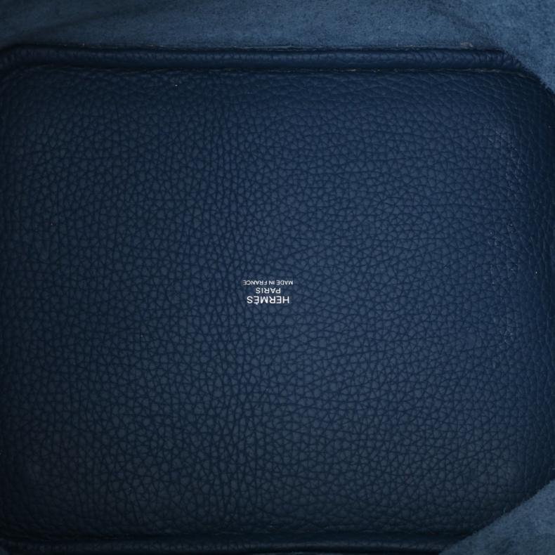 Picotin 22 菜籃子 S7加利西亞藍 TC皮 框R 銀扣-4