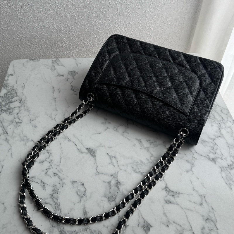 Chanel黑荔枝銀雙C jumbo-1