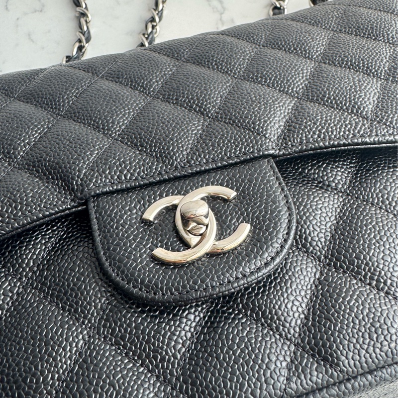 Chanel黑荔枝銀雙C jumbo-8