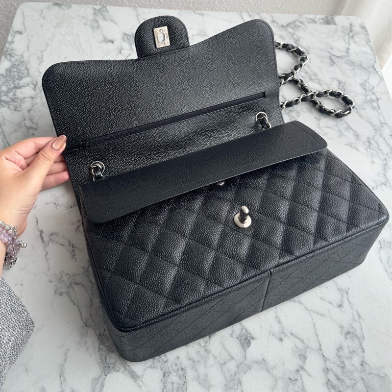 Chanel黑荔枝銀雙C jumbo-10