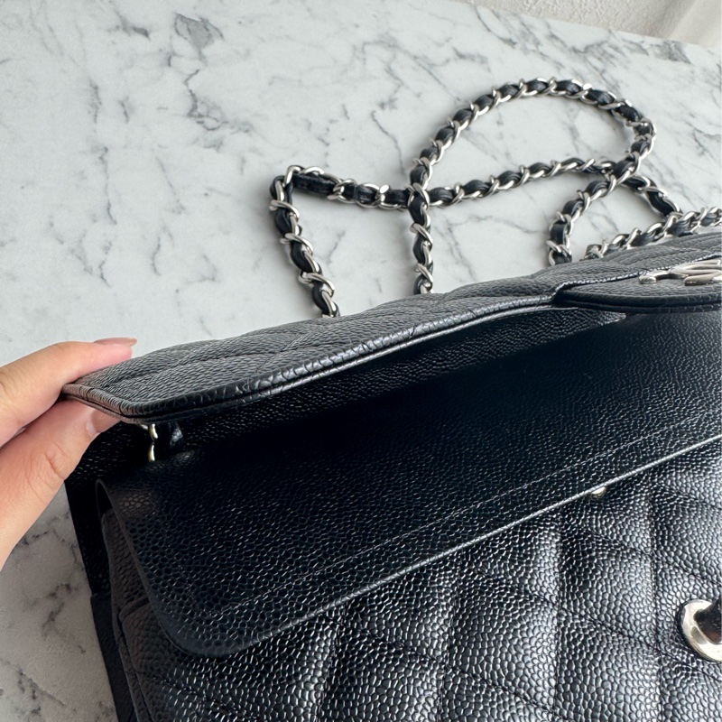 Chanel黑荔枝銀雙C jumbo-11