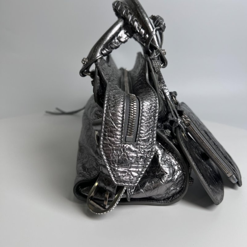 BALENCIAGA 銀水鑽機車包-2