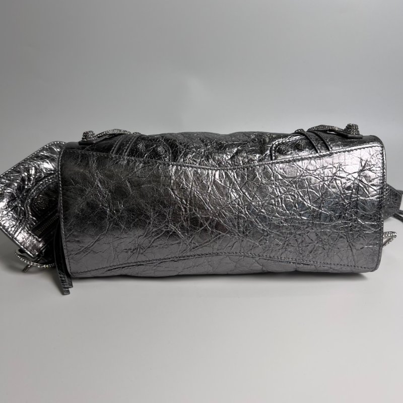 BALENCIAGA 銀水鑽機車包-4