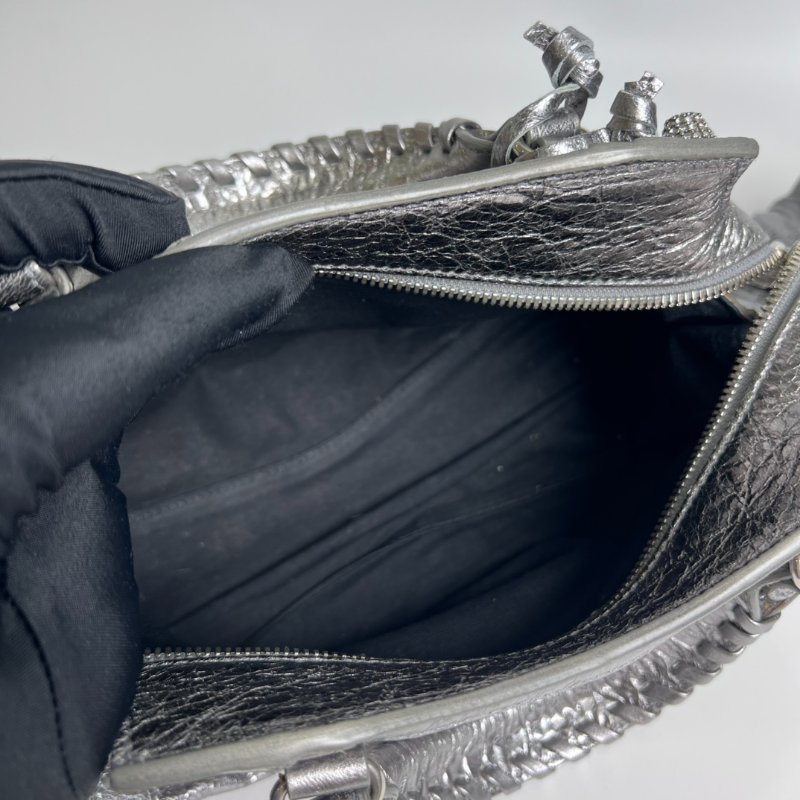 BALENCIAGA 銀水鑽機車包-5