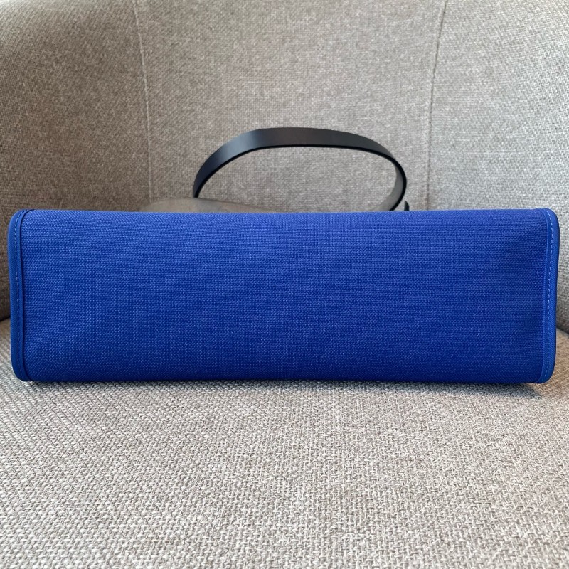 Hermes愛馬仕電光藍herbag31帆布拼皮手提單肩斜挎包 D刻-5