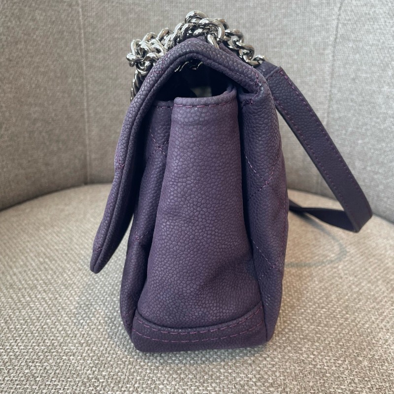 CHANEL 香奈兒 Lady pearly幻彩紫荔枝紋牛皮銀扣鏈條包肩背包 16開 底長約33cm-4