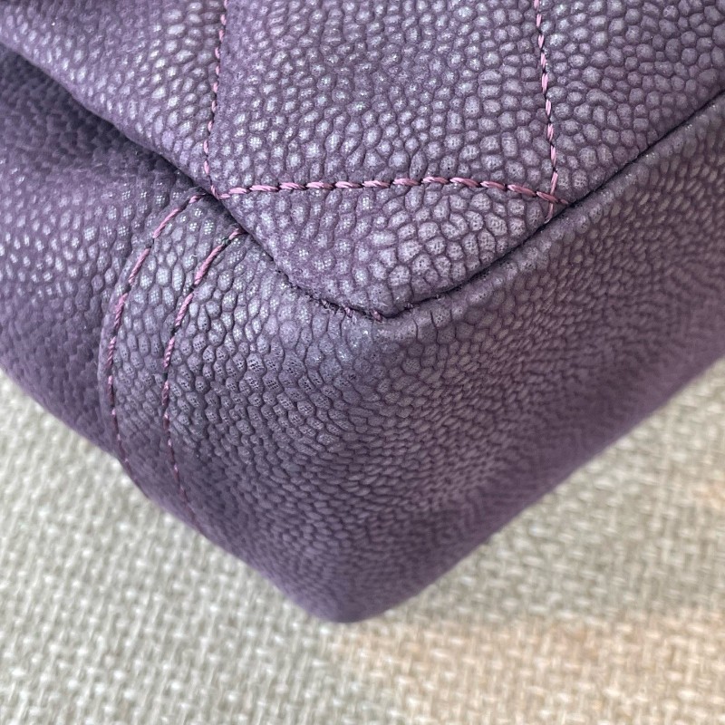 CHANEL 香奈兒 Lady pearly幻彩紫荔枝紋牛皮銀扣鏈條包肩背包 16開 底長約33cm-8