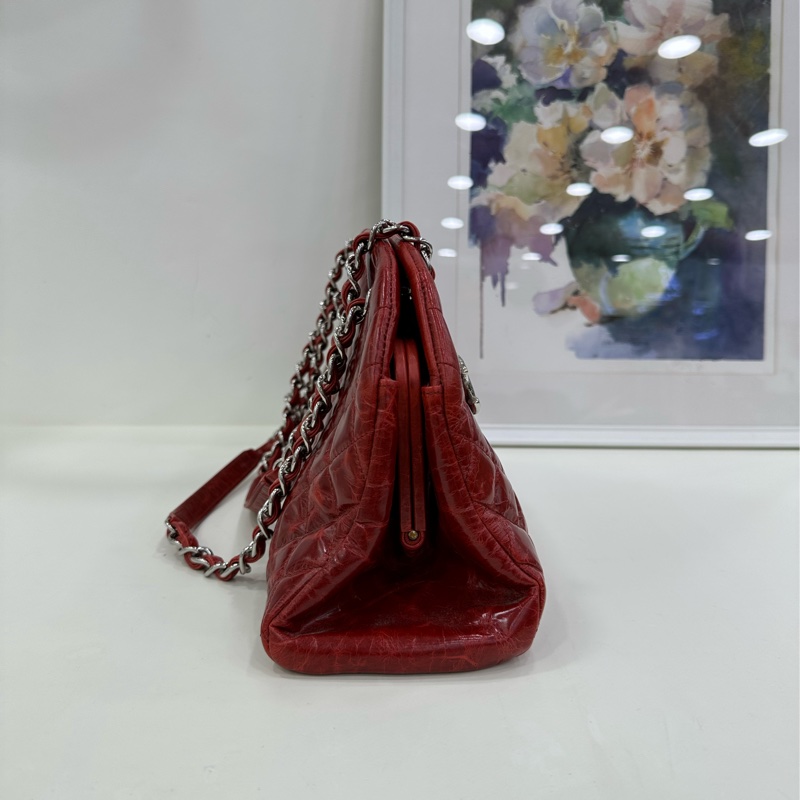 Chanel香奈兒油蠟牛皮雙C保齡球單肩斜挎包 15開 有卡有購證-3