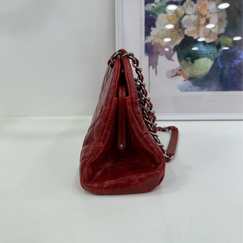 Chanel香奈兒油蠟牛皮雙C保齡球單肩斜挎包 15開 有卡有購證-4