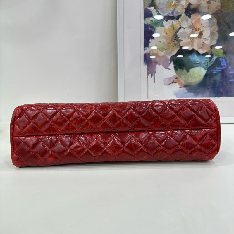 Chanel香奈兒油蠟牛皮雙C保齡球單肩斜挎包 15開 有卡有購證-5