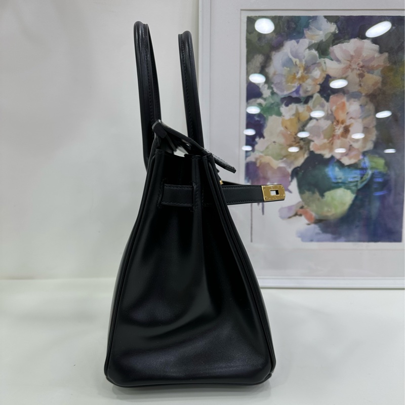 Hermes 愛馬仕 birkin30黑金 box皮 W刻 閒置 有購證-3