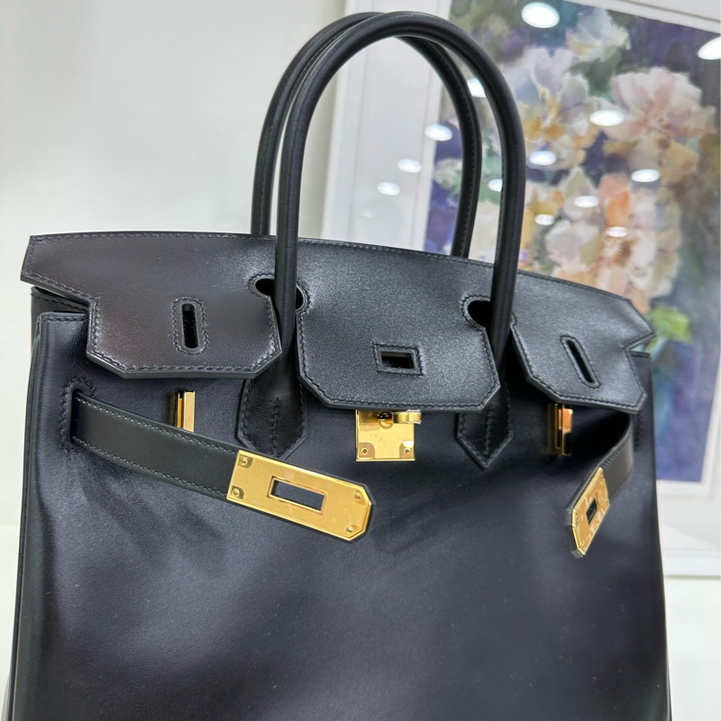 Hermes 愛馬仕 birkin30黑金 box皮 W刻 閒置 有購證-5