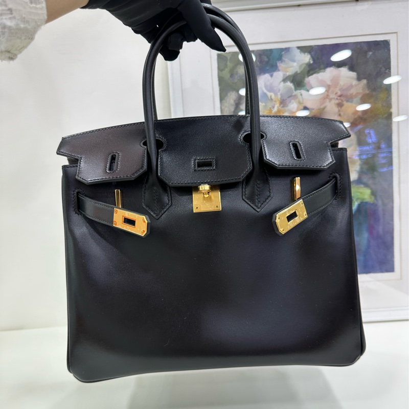 Hermes 愛馬仕 birkin30黑金 box皮 W刻 閒置 有購證-7