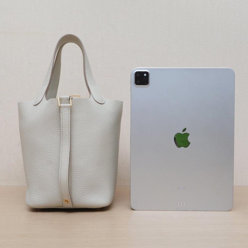 Picotin 18 菜籃子 8L冰川白 TC皮 B刻 金扣-1