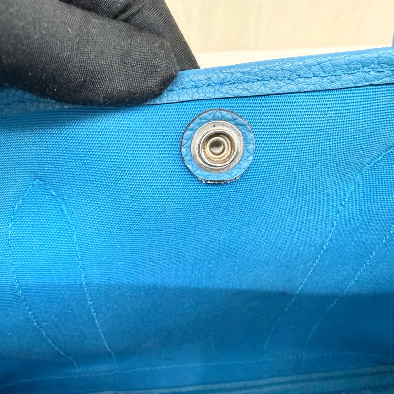 HERMES 7W伊茲密爾藍帆布銀釦Garden party 30cm-12