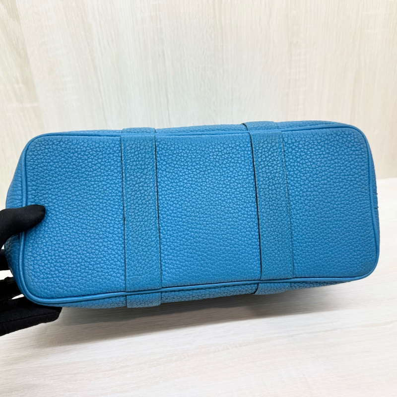 HERMES 7W伊茲密爾藍帆布銀釦Garden party 30cm-17