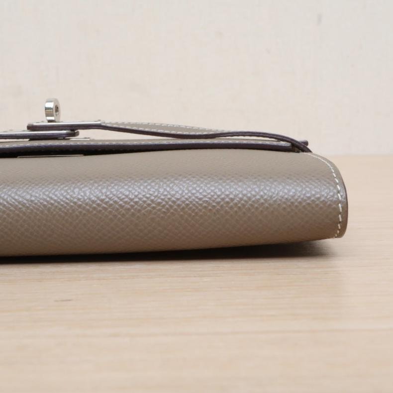 Kelly 長款錢包 18大象灰 Epsom皮 A刻 銀扣-3
