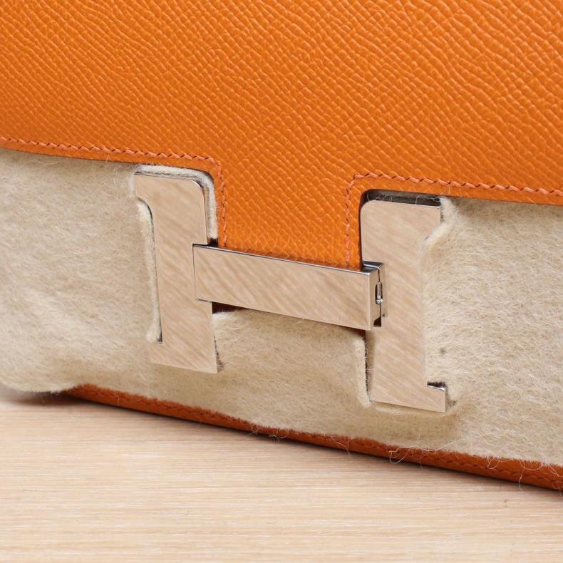 Constance 康康 19 帶鏡子 93愛馬仕橙 Epsom皮 B刻 銀扣-4