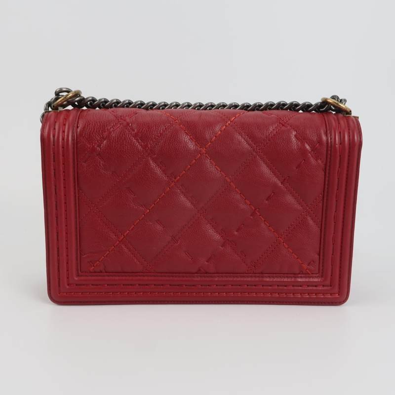 Chanel Leboy 季節限定款 大號 牛皮 明線 裝飾 方形 雙C 鎖扣 斜挎包 單肩包-4