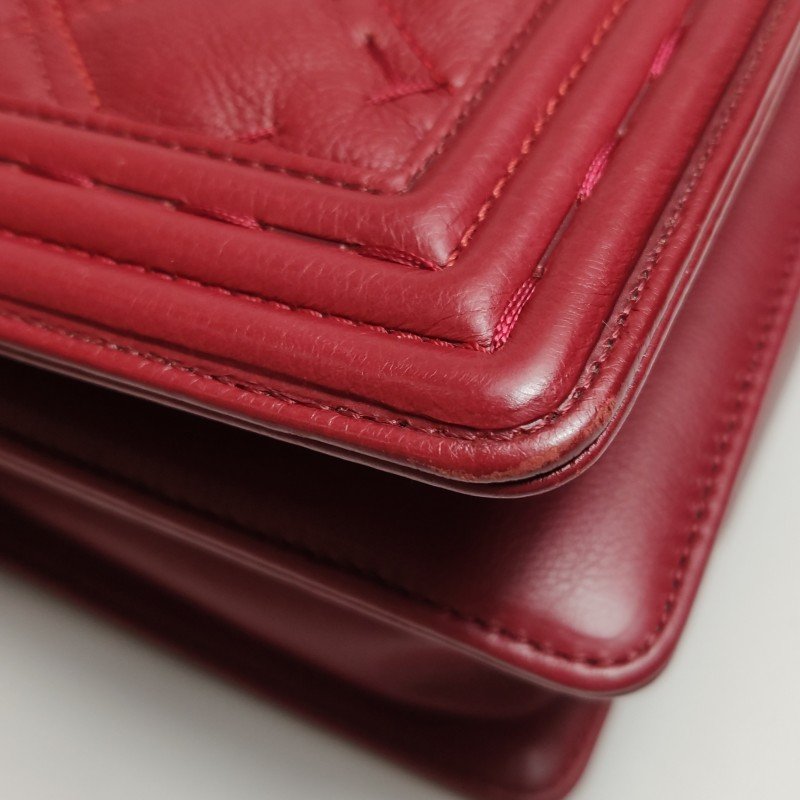 Chanel Leboy 季節限定款 大號 牛皮 明線 裝飾 方形 雙C 鎖扣 斜挎包 單肩包-17