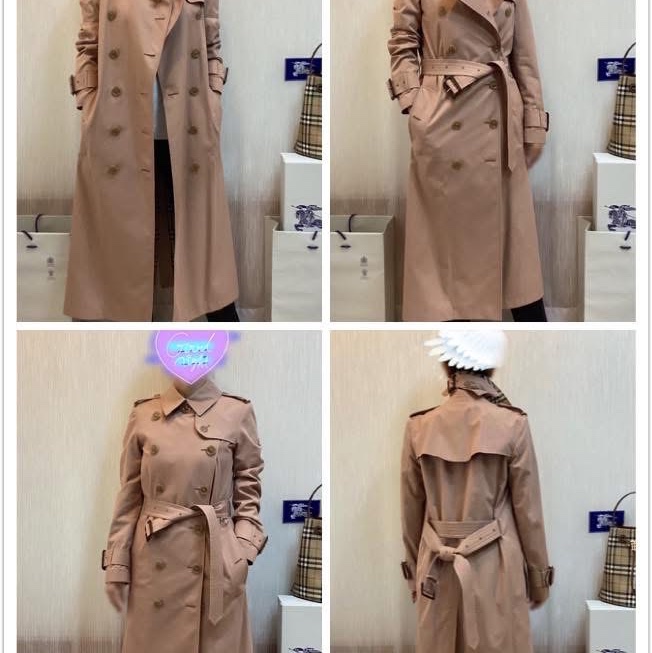 BURBERRY英國乾燥玫瑰粉超長風衣UK6-1