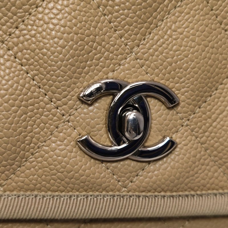 Chanel 牛皮 尼龍布 菱格 絎縫 雙C扣 翻蓋 斜背包 單肩包-11