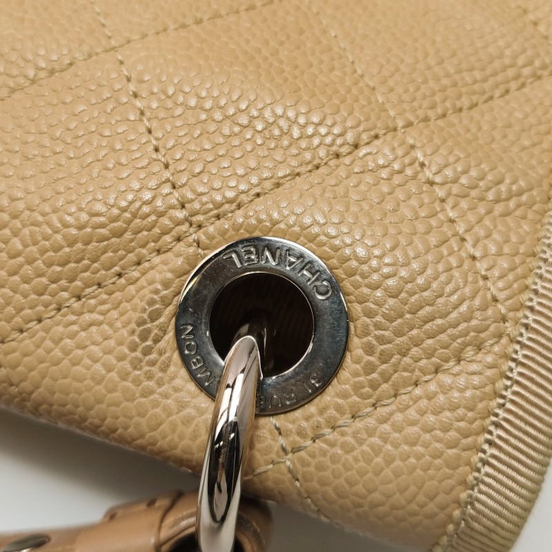 Chanel 牛皮 尼龍布 菱格 絎縫 雙C扣 翻蓋 斜背包 單肩包-13