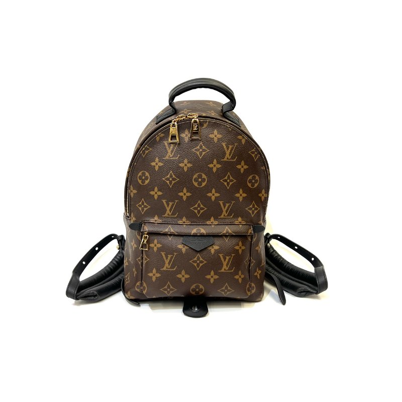 LV 原花黑牛皮Plam Sprinas PM金釦拉鍊後背包M44871-0