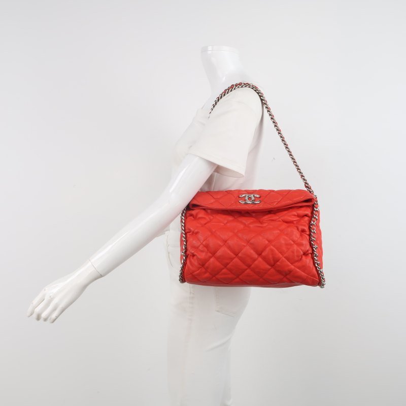 Chanel 羊皮 純色 菱格 絎縫 雙C Logo 單肩包-1