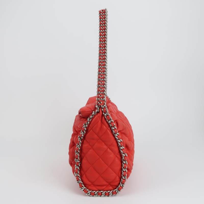 Chanel 羊皮 純色 菱格 絎縫 雙C Logo 單肩包-2