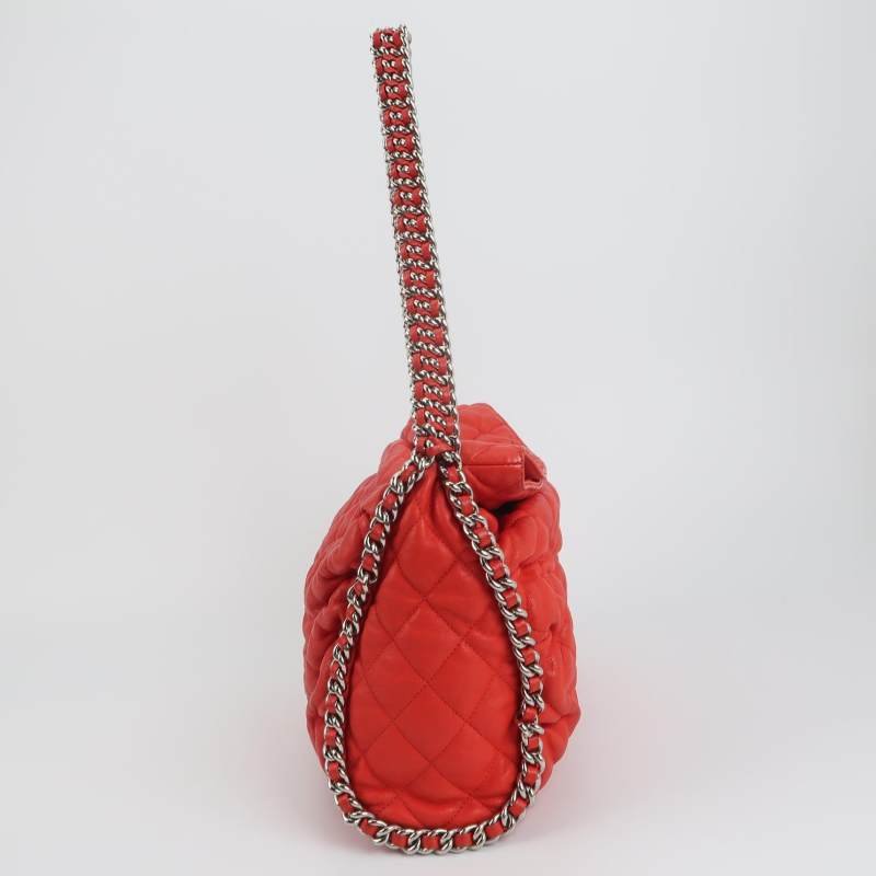 Chanel 羊皮 純色 菱格 絎縫 雙C Logo 單肩包-3