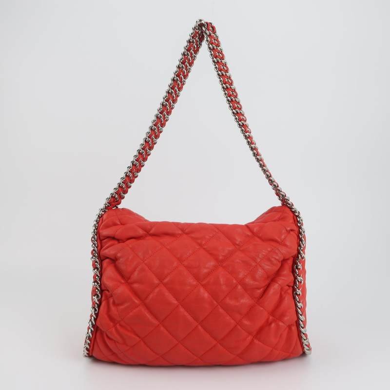 Chanel 羊皮 純色 菱格 絎縫 雙C Logo 單肩包-4