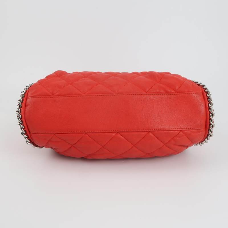 Chanel 羊皮 純色 菱格 絎縫 雙C Logo 單肩包-5