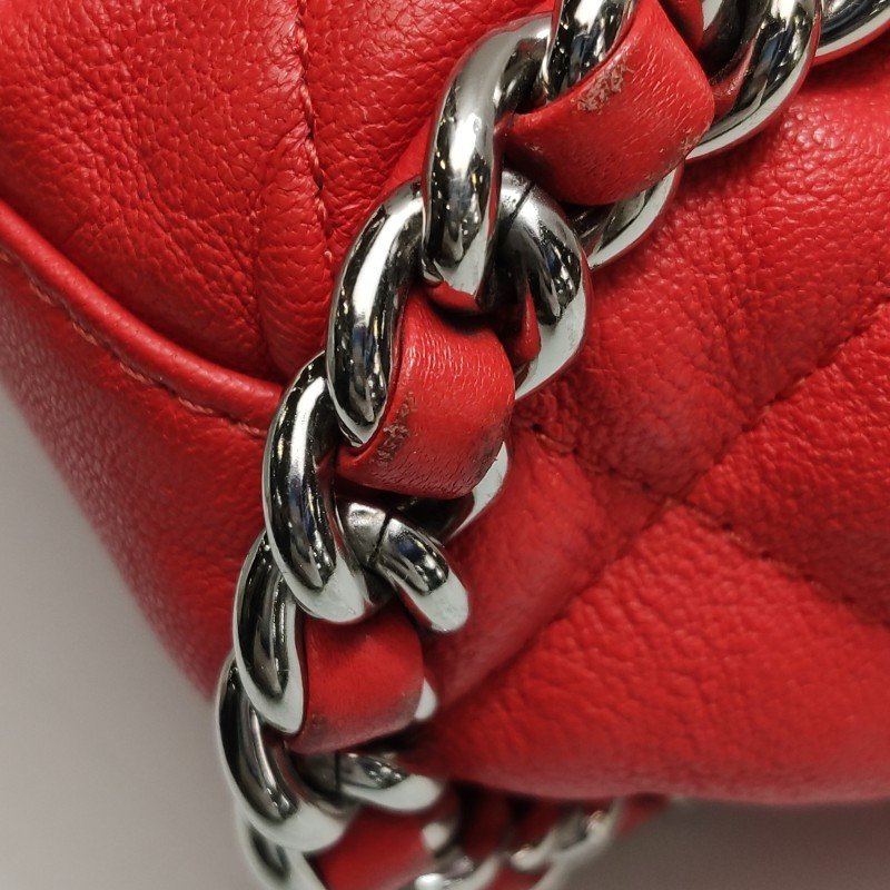Chanel 羊皮 純色 菱格 絎縫 雙C Logo 單肩包-23