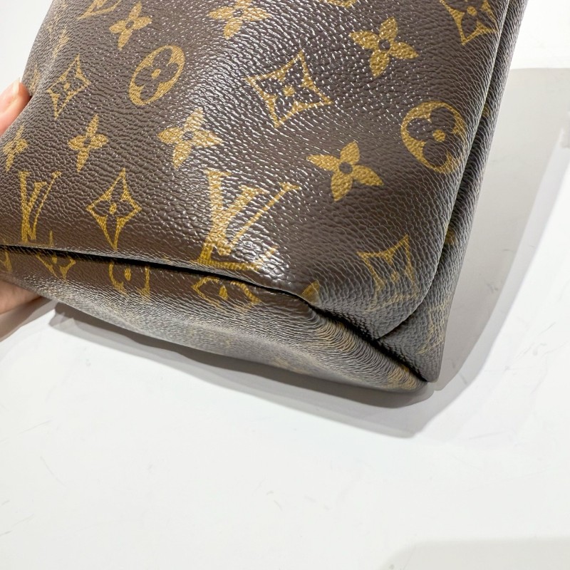 路易威登/LV 經典老花 抽繩福袋包 紅色內裡手提斜背包 後配可拆卸肩帶-7