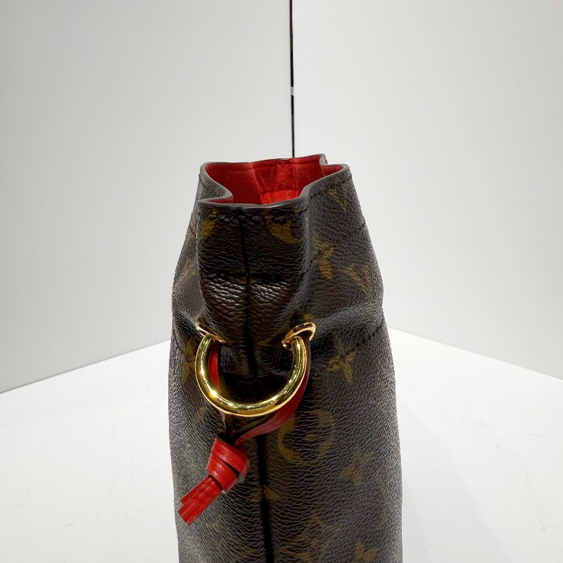 路易威登/LV 經典老花 抽繩福袋包 紅色內裡手提斜背包 後配可拆卸肩帶-11