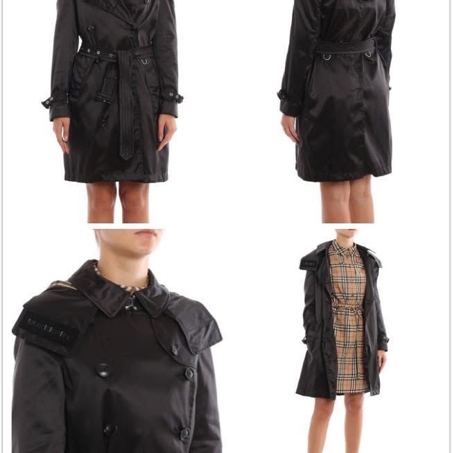 BURBERRY英國黑色輕盈風衣UK4-0