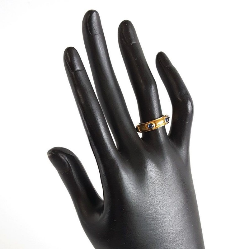 Tiffany & Co.蒂芙尼95新18K黃金鑲6顆藍寶石戒指約50號-5