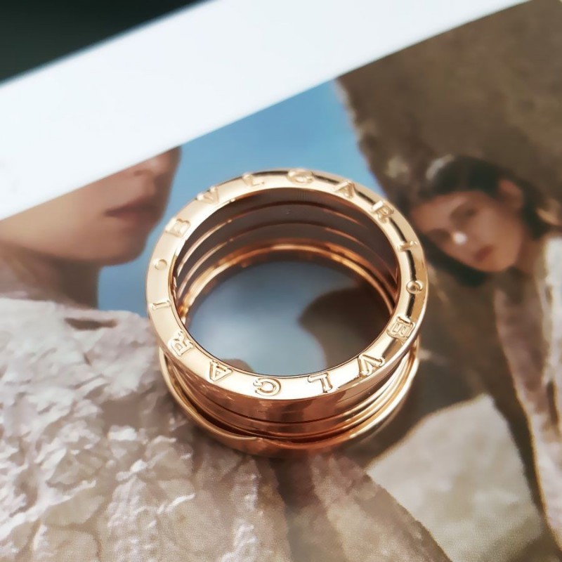 BVLGARI寶格麗 B.zero1 18K玫瑰金四環彈簧戒指59號-2