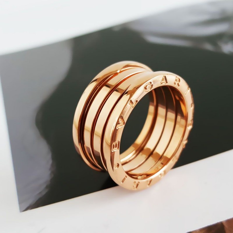 BVLGARI寶格麗 B.zero1 18K玫瑰金四環彈簧戒指59號-3