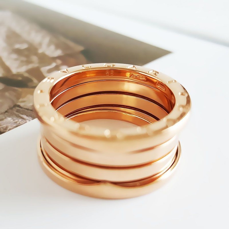 BVLGARI寶格麗 B.zero1 18K玫瑰金四環彈簧戒指59號-5