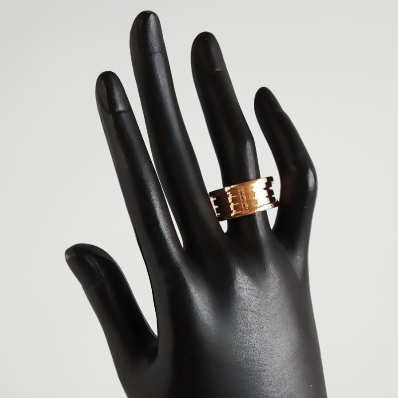 BVLGARI寶格麗 B.zero1 18K玫瑰金四環彈簧戒指59號-6