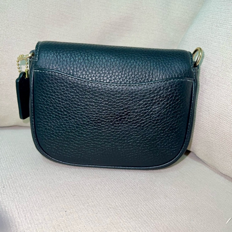 全新COACH Amelia 金字荔枝皮革小馬鞍包(黑色)cp001-2