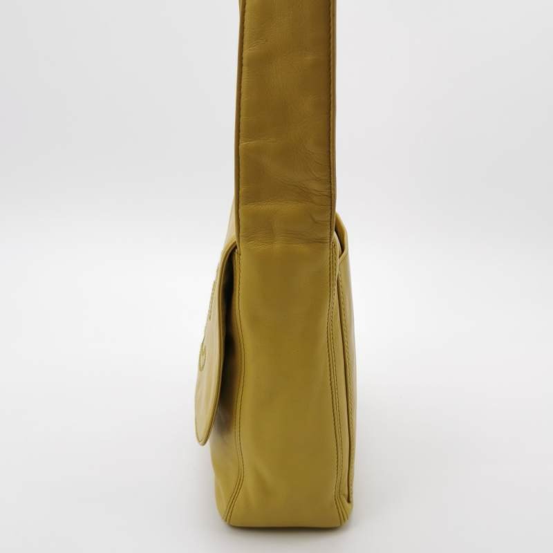 Chanel 羊皮 純色 雙C Logo 翻蓋 中古 單肩包-2