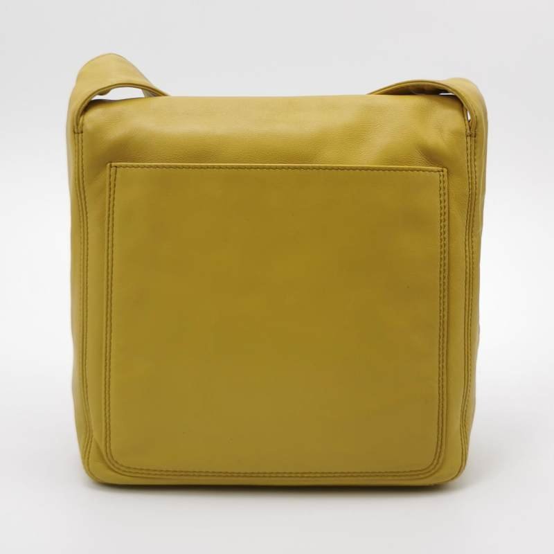 Chanel 羊皮 純色 雙C Logo 翻蓋 中古 單肩包-4