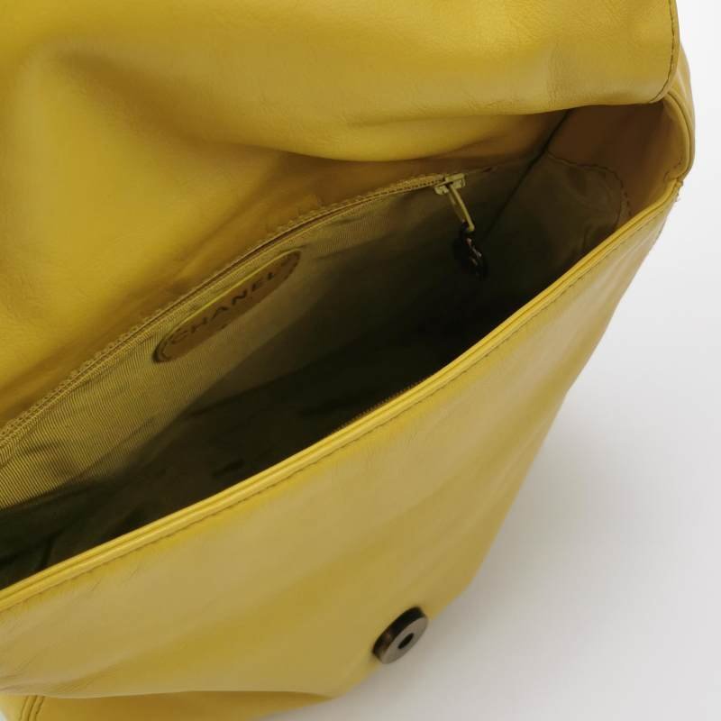 Chanel 羊皮 純色 雙C Logo 翻蓋 中古 單肩包-6