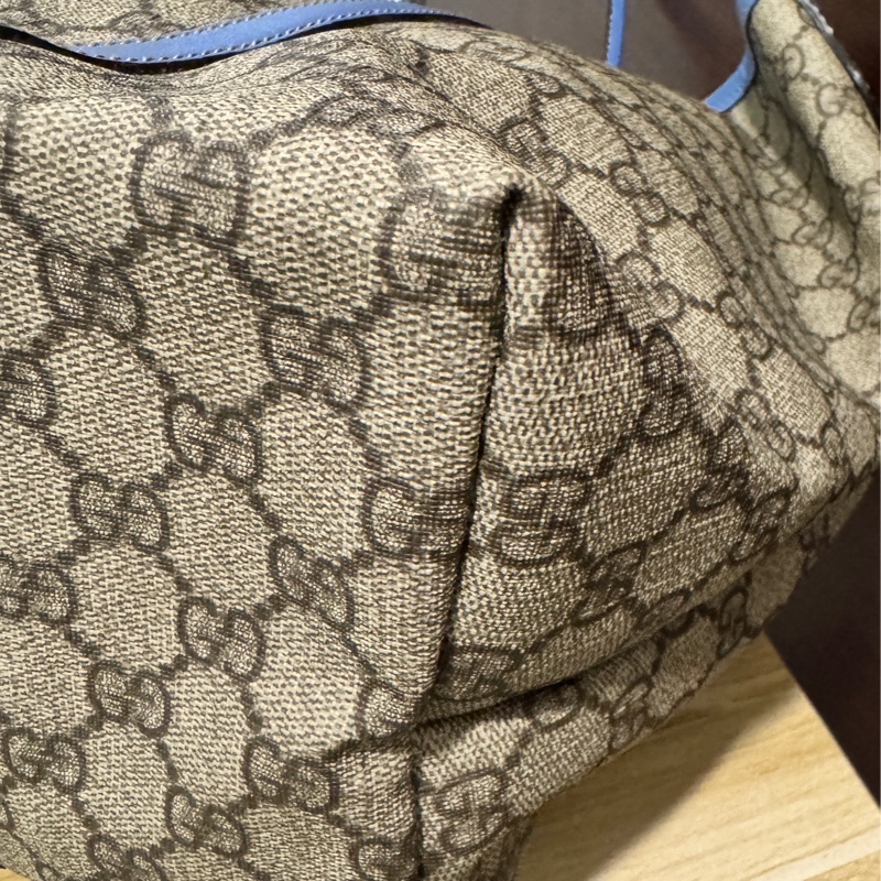 專櫃正品 GUCCI 古馳197954 藍邊GG紋 PVC TOTE 精品包 托特包 肩背包 購物包-9
