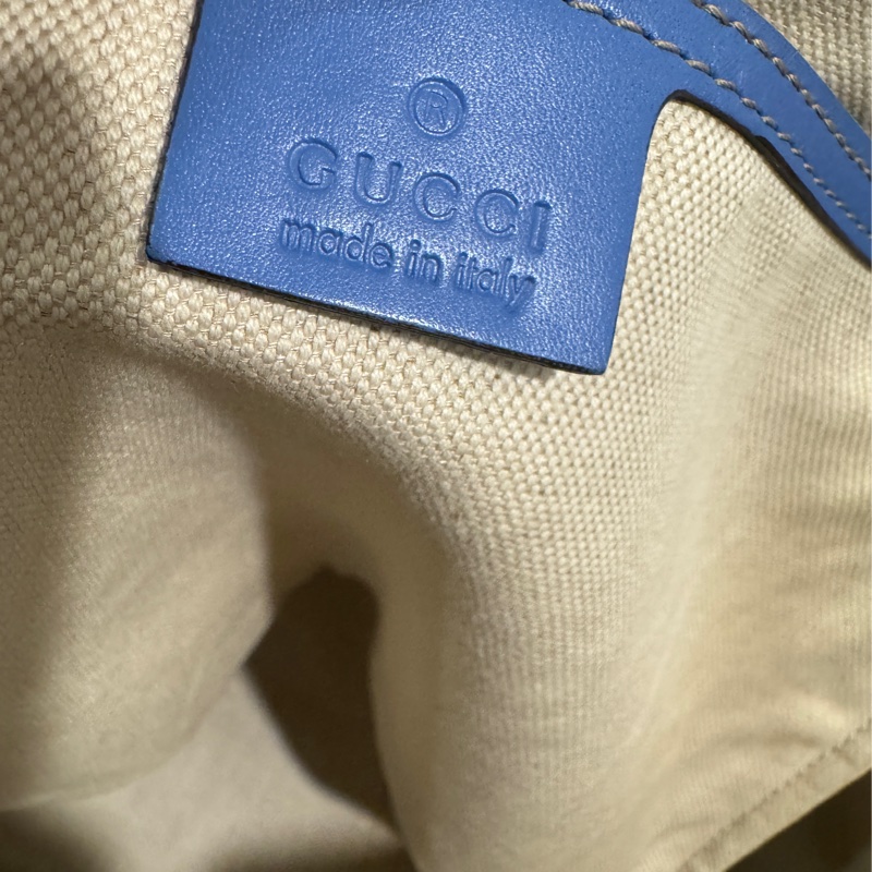專櫃正品 GUCCI 古馳197954 藍邊GG紋 PVC TOTE 精品包 托特包 肩背包 購物包-12